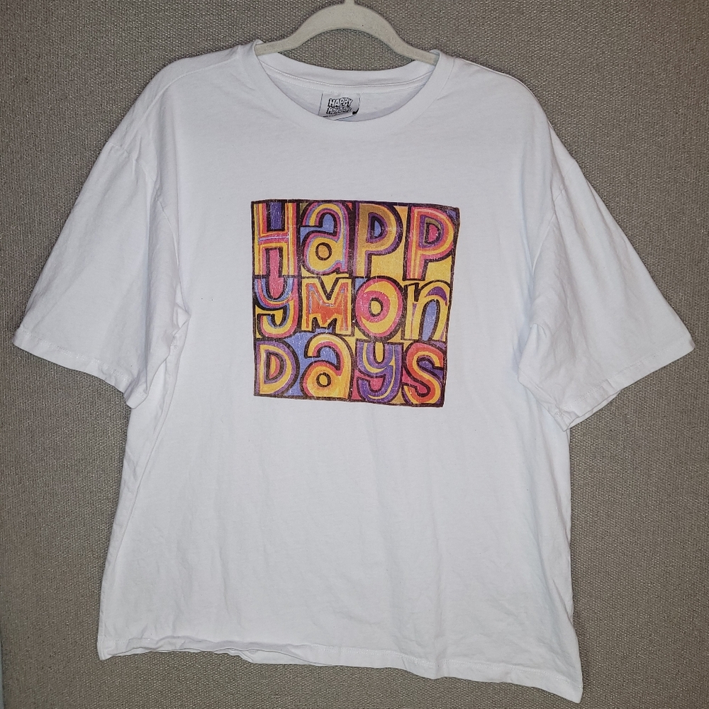 Happy Mondays Size Large Large Multicolor Graphic White Tee Shirt